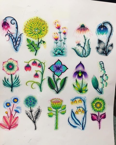 Рисование цветов фломастерами