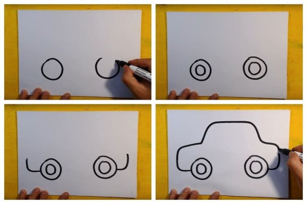 Рисование машины пошагово для детей