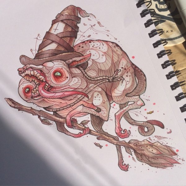 Скетч фэнтези маркерами