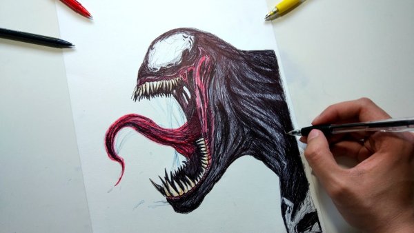 Веном рисунок маркером