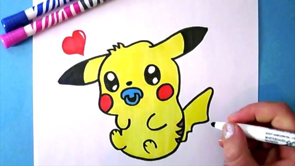 Рисунки маркерами Пикачу