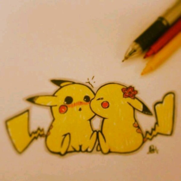 Тату фломастером Пикачу