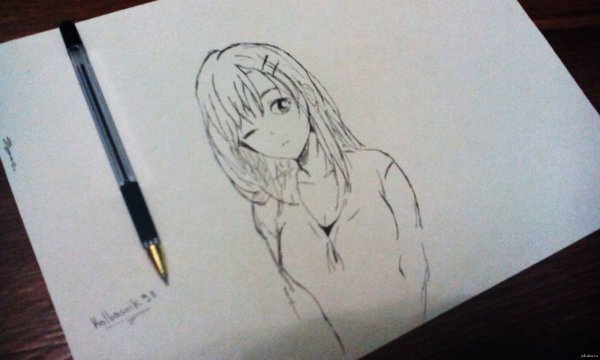 Аниме рисование ручкой