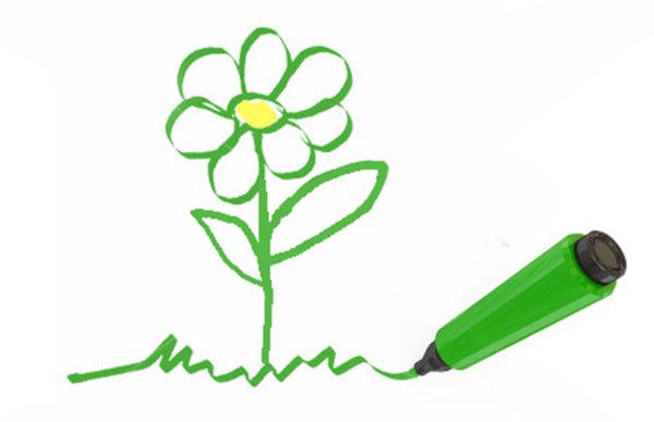 Зелёные рисунки маркерами