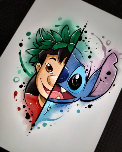 Нарисовать Стича маркерами