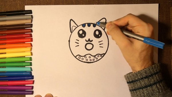 Кот маркерами легко