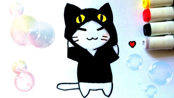 Милые котята рисунки маркерами