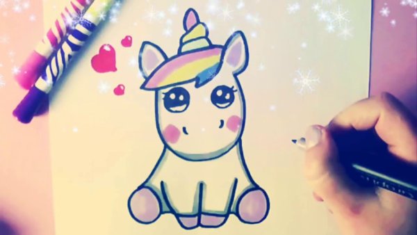 Единорог рисунок фломастерами