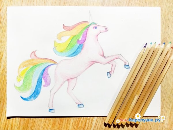 Рисунки фломастерами Единорожка