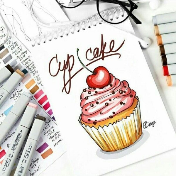 Рисунки маркерами еда легкие