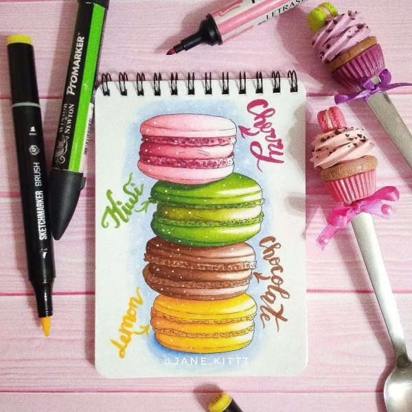 Тортик скетч маркерами