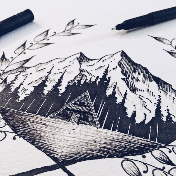 Рисунки чёрной ручкой