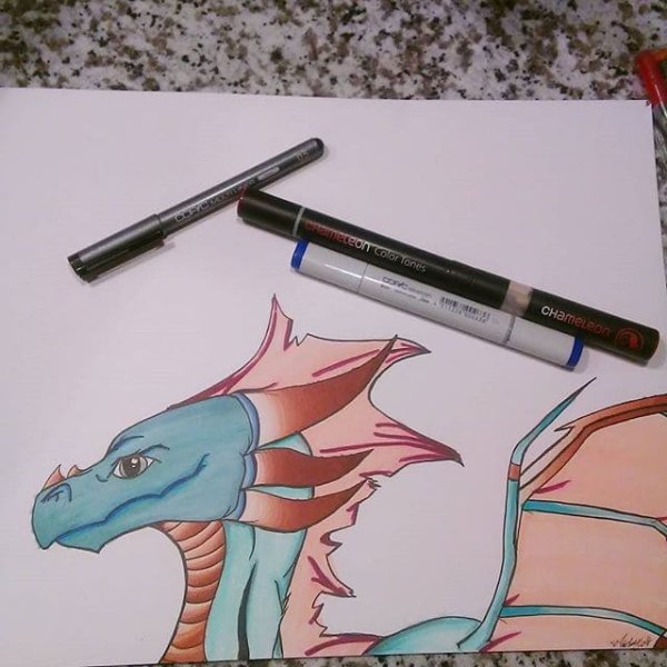 Дракон скетч маркерами