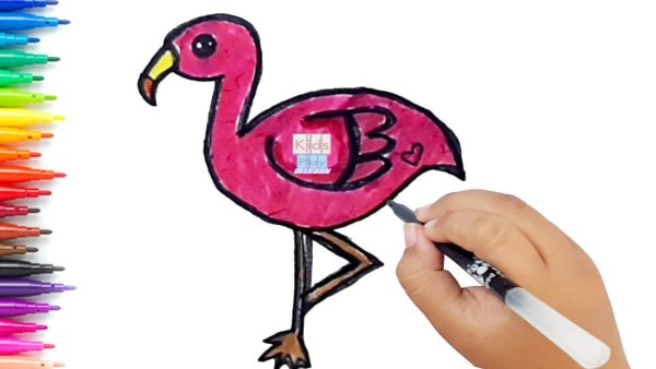 Маленький рисунок Фламинго фломастерами