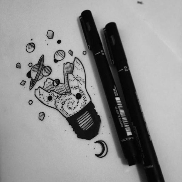 Картиночки черной ручкой