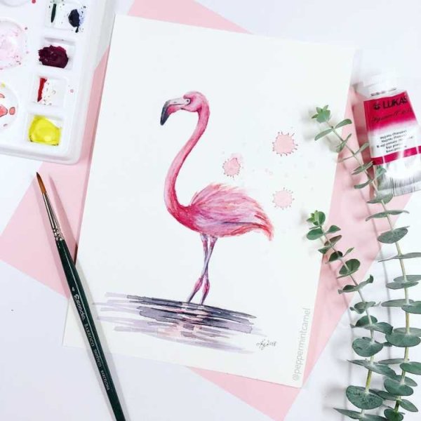 Фламинго рисунок для срисовки