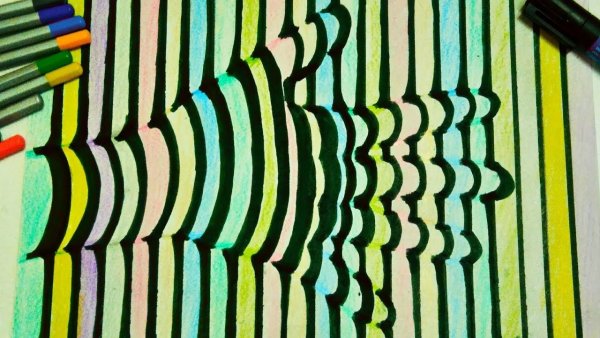 Объемная рука фломастерами