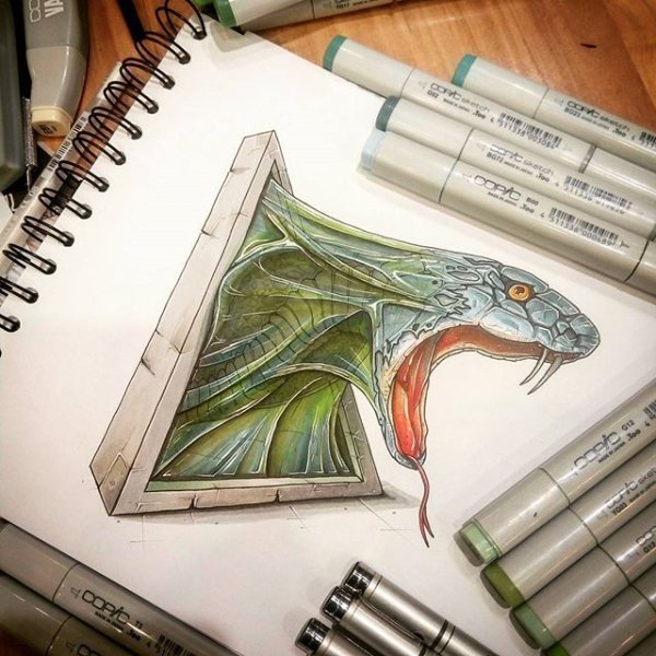 Дракон скетчинг маркерами