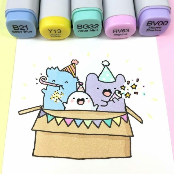 Легкие милые рисуночки фломастерами