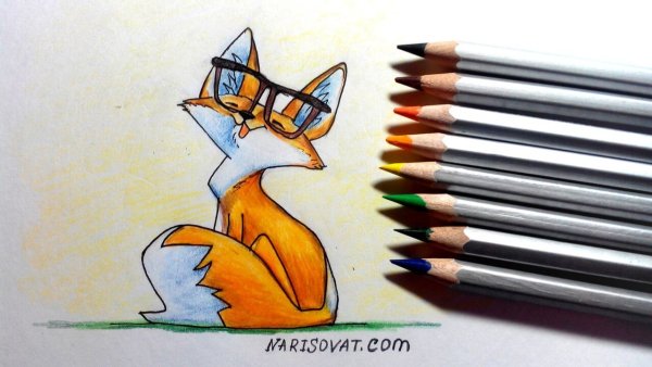 Нарисовать лису маркерами