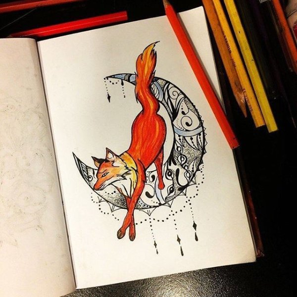Лисы в скетчбук