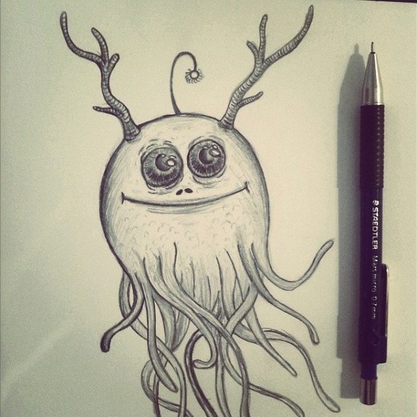 Рисунки монстров легкие в скетчбуке