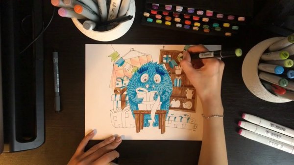 Рисунки монстров маркерами