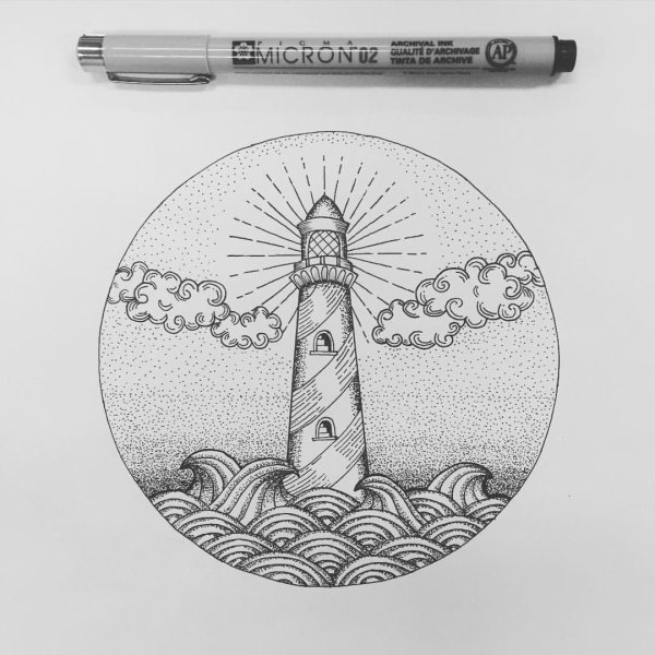 Рисунки чёрным фломастером