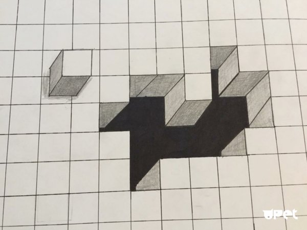 Маленькие 3д рисунки по клеточкам