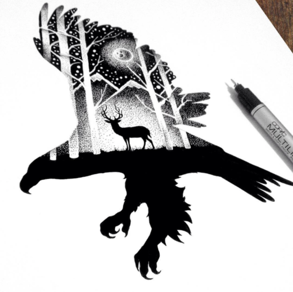 Рисунки чёрным фломастером