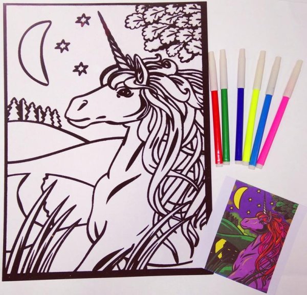 Рисунки маркерами Единорог