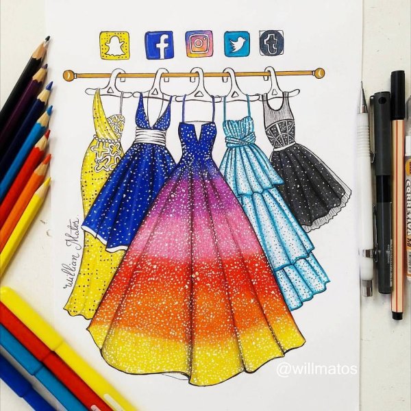 Идея для рисования в платьях