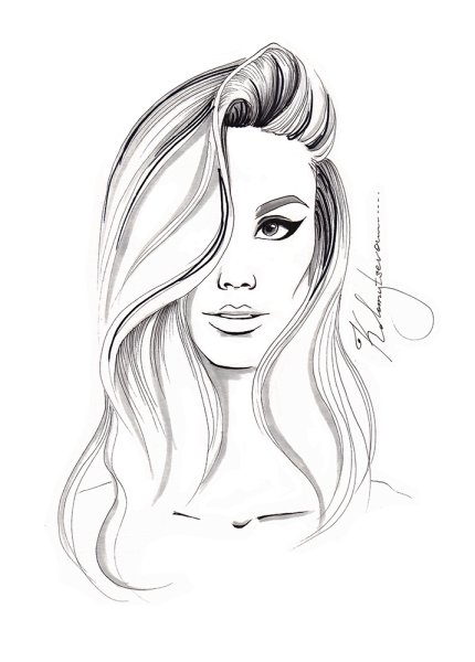 Эскиз лицо девушки карандашом