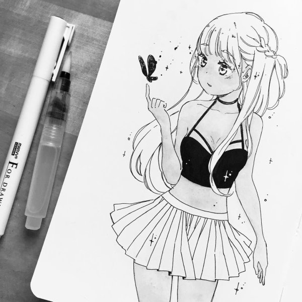 Аниме черной ручкой