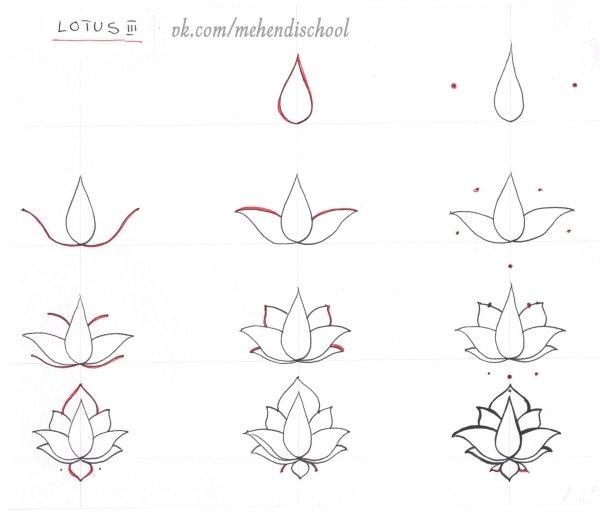 Поэтапные эскизы рисунков