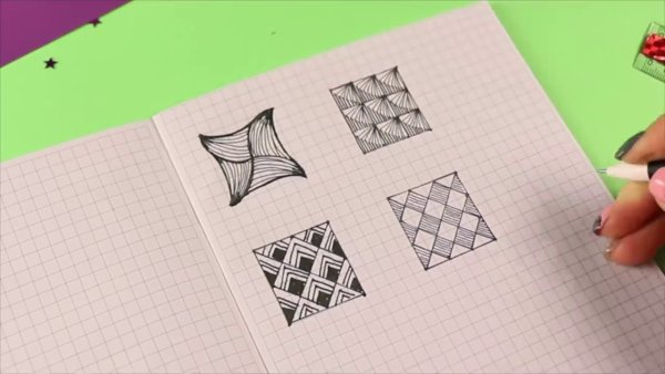 Рисунки по клеточкам чёрной ручкой