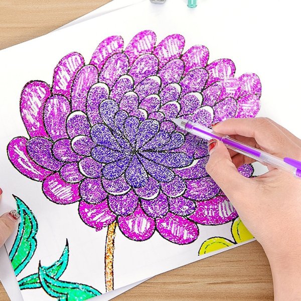 Узоры цветными гелевыми ручками