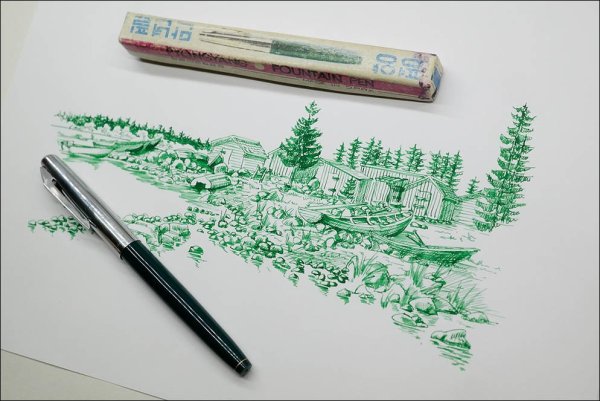 Зеленая ручка иллюстрация