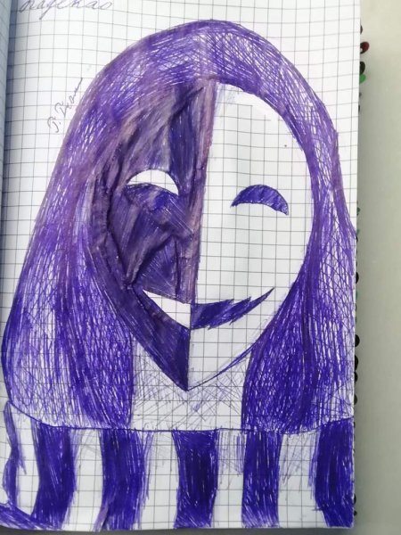 Рисование синей ручкой