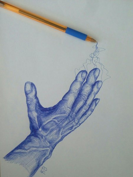 Рисунки для срисовки ручкой синей