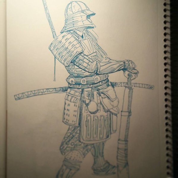 Самурай черной ручкой