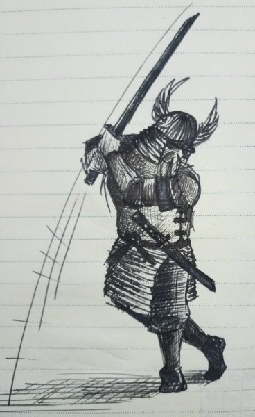 Самурай рисунок маркером