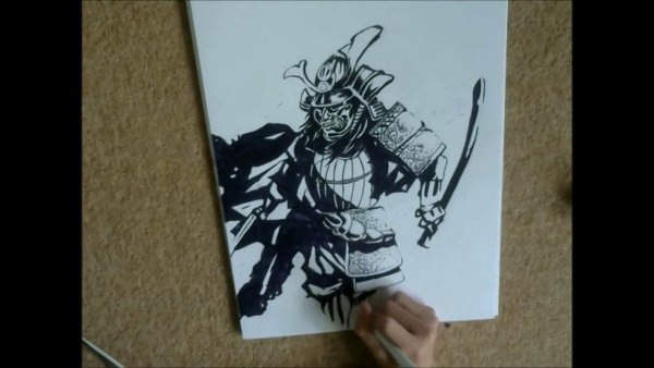 Рисунки самураев легкие