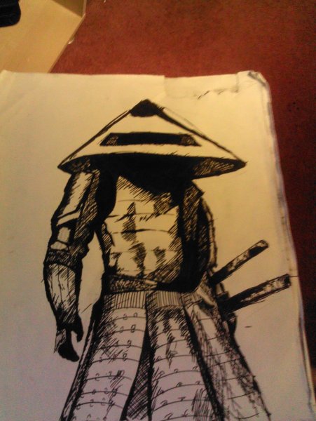 Эскиз человека с катаной