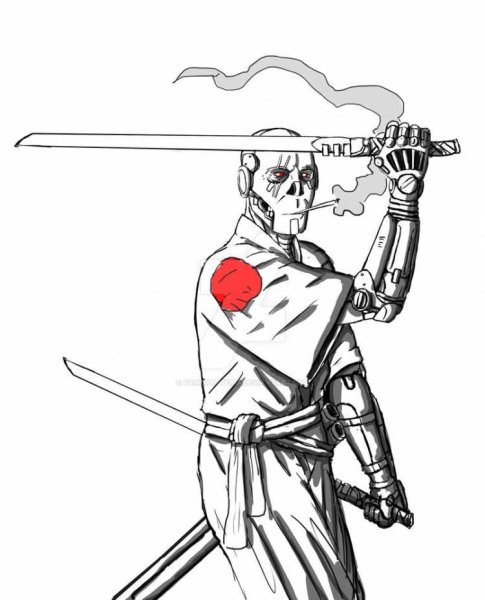 Самурай рисунок ручкой