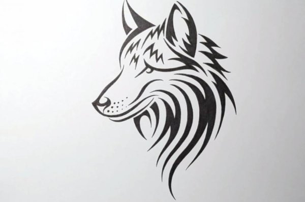 Волк черной ручкой