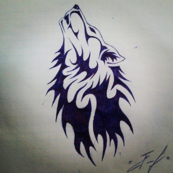 Тату ручкой волк