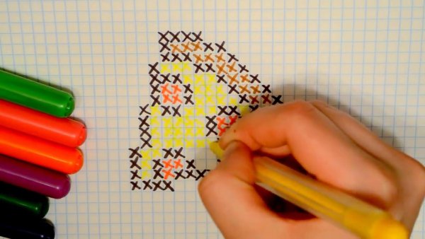 Рисование по клеточкам фломастерами