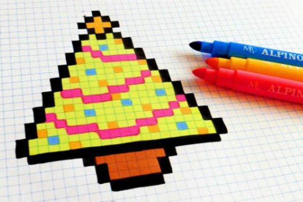 Елка по клеточкам в тетради