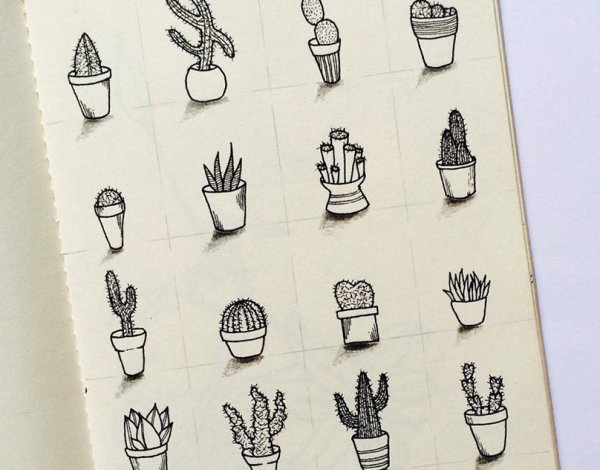 Маленькие тату эскизы Кактус